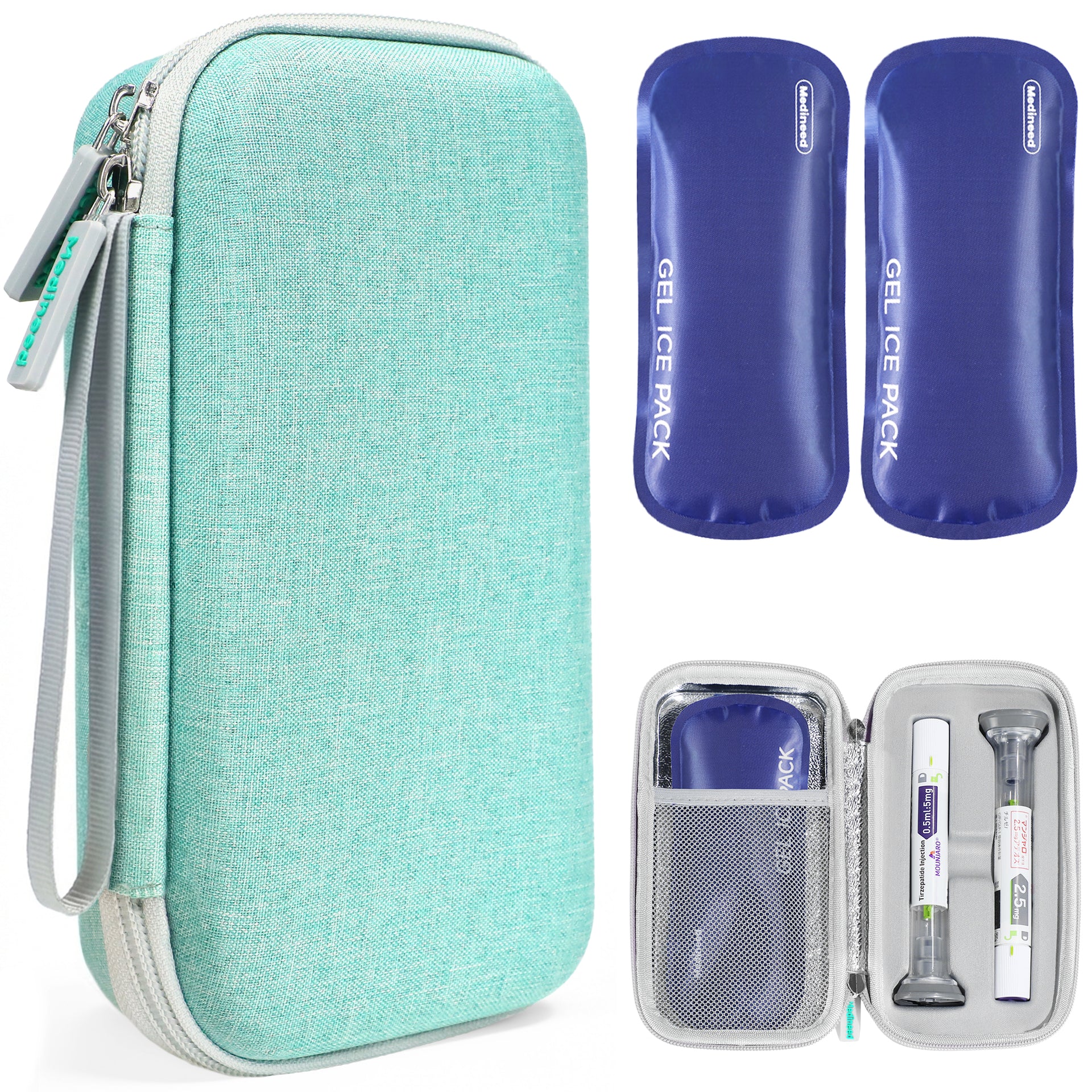 travelling with tirzepatide Portable Insulated Cooler Travel Case Fits 2 Zepbound Injector Pens, Travel Case TSA Approved 2PCS Reusable Ice Packs, EVA Medicine Organizer for Daily Use (Black,Big) : Health & Household Green Big Insulated Travel Case
