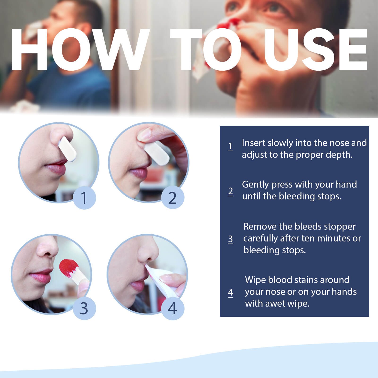 Nosebleed Plugs, Safe, Fast Stop, Extra Absorbent, First Aid